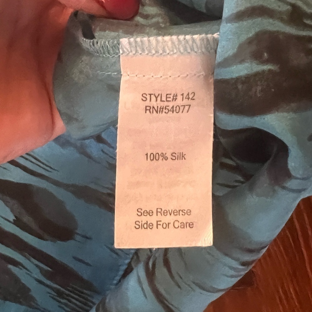 CABI Silk Layer Tank Top blouse Turquoise Abstract - Picture 3 of 5